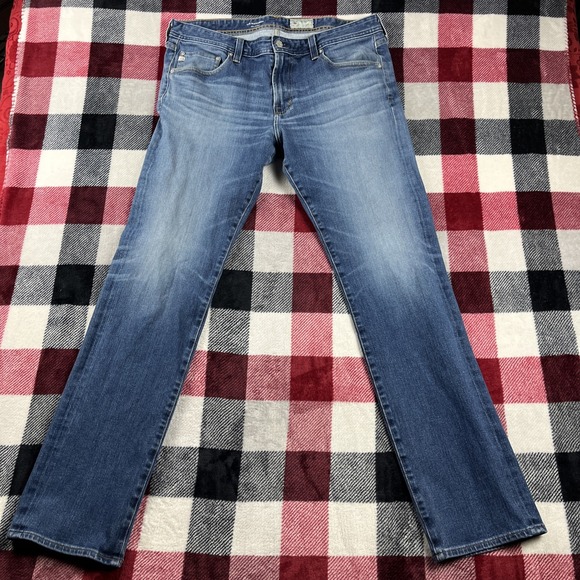 AG Adriano Goldschmied Jean Mens 36x33 Blue Matchbox Slim Straight Stretch Denim - Picture 1 of 12